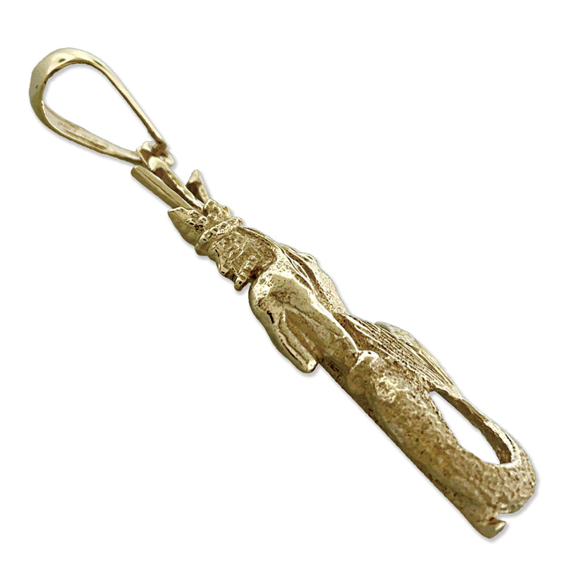 14K Gold Anhänger Poseidon mit Dreizack, 3D