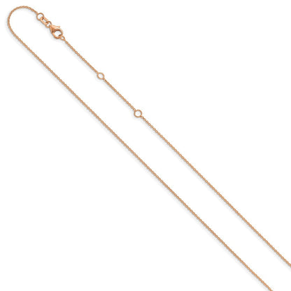 18 Zoll 14K Roségold 1.25mm Rund Ankerkette 1 Zoll+1 Zoll Verstellbar Halskette