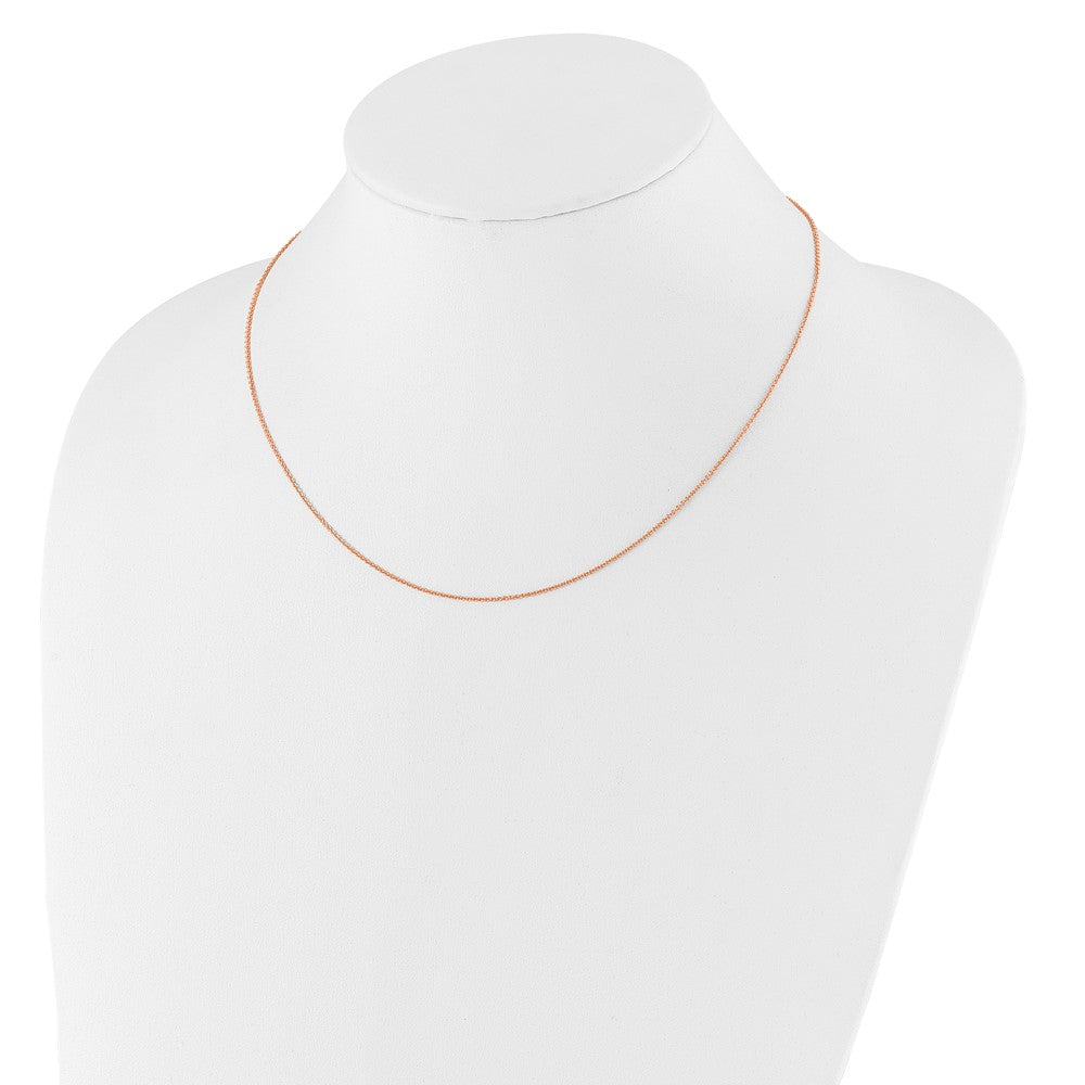 18 Zoll 14K Roségold 1.25mm Rund Ankerkette 1 Zoll+1 Zoll Verstellbar Halskette