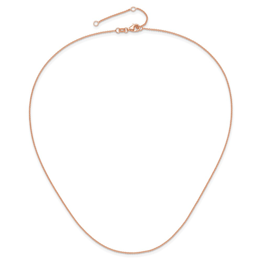 18 Zoll 14K Roségold 1.25mm Rund Ankerkette 1 Zoll+1 Zoll Verstellbar Halskette