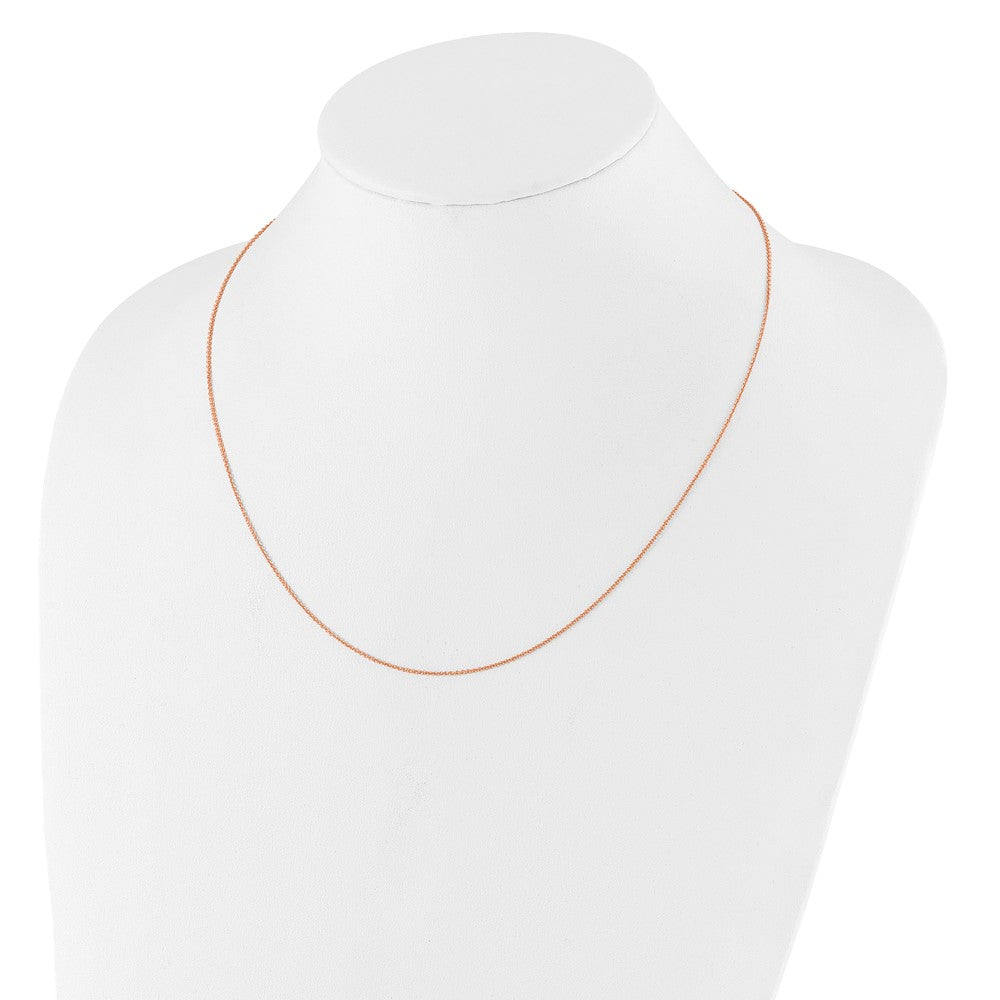 18 Zoll 14K Roségold 1.25mm Rund Ankerkette 1 Zoll+1 Zoll Verstellbar Halskette
