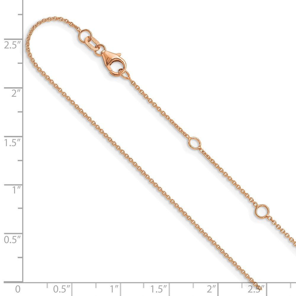 18 Zoll 14K Roségold 1.25mm Rund Ankerkette 1 Zoll+1 Zoll Verstellbar Halskette