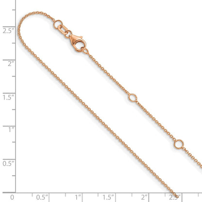 18 Zoll 14K Roségold 1.25mm Rund Ankerkette 1 Zoll+1 Zoll Verstellbar Halskette