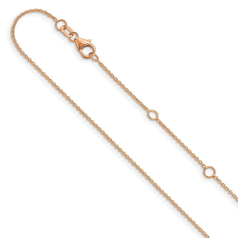 18 Zoll 14K Roségold 1.25mm Rund Ankerkette 1 Zoll+1 Zoll Verstellbar Halskette