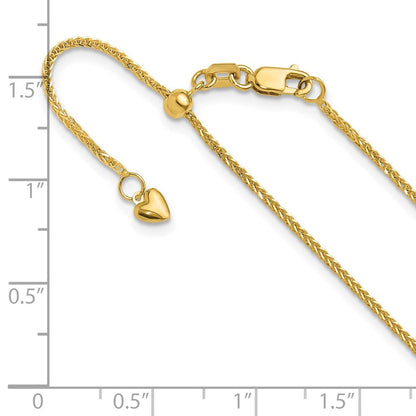 22 Zoll 14K Gelbgold Verstellbar 1mm Quadra Weizen Halskette