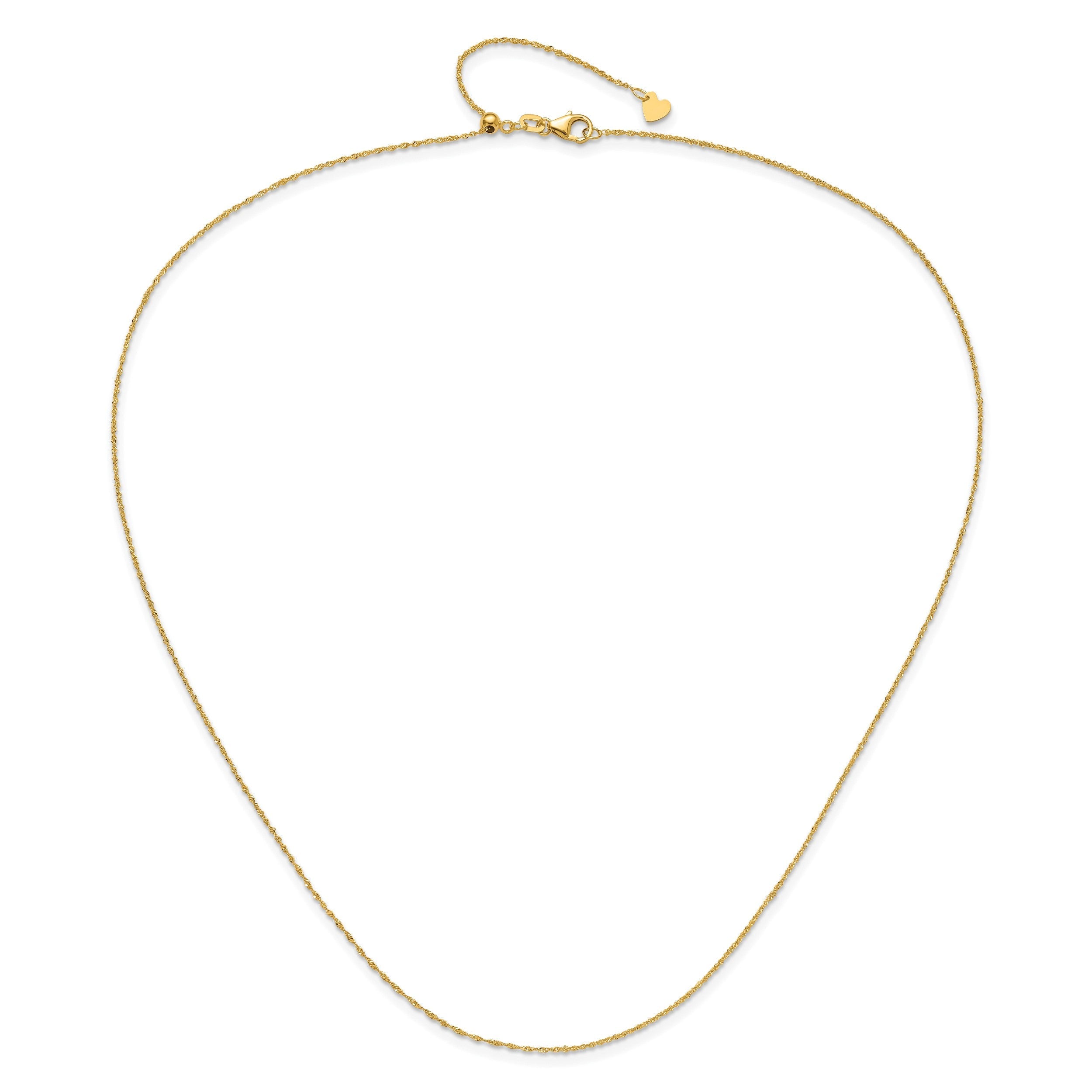 22 Zoll 14K Gelbgold Verstellbar.95mm Sparkle Singapurkette Halskette