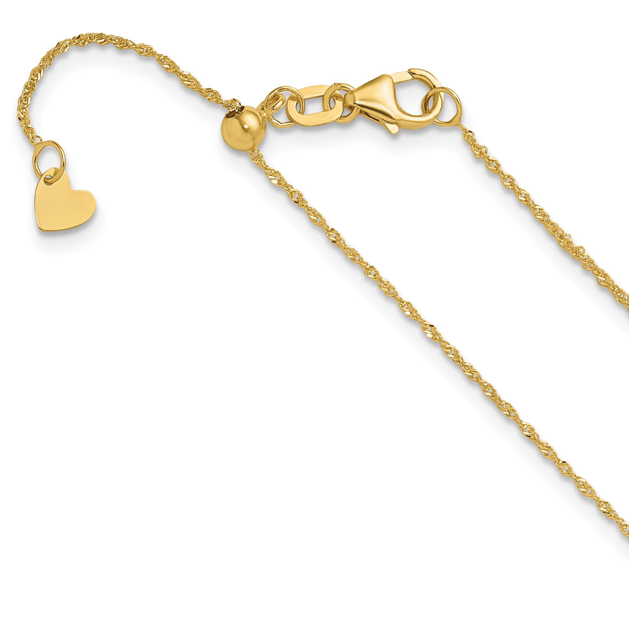 22 Zoll 14K Gelbgold Verstellbar.95mm Sparkle Singapurkette Halskette