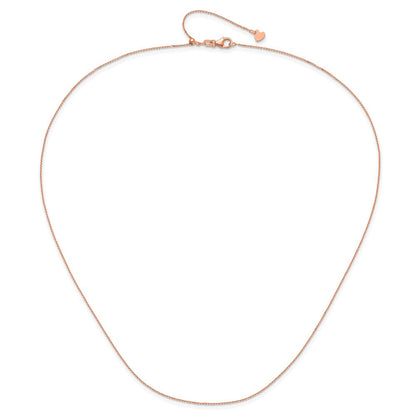 22 Zoll 14K Roségold Verstellbar 1mm Diamantiert Ankerkette Halskette