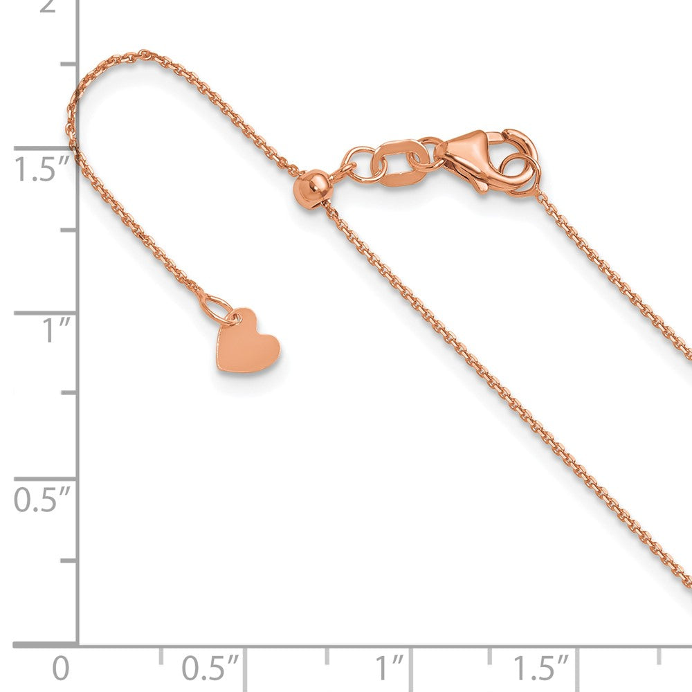 22 Zoll 14K Roségold Verstellbar 1mm Diamantiert Ankerkette Halskette