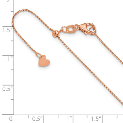 22 Zoll 14K Roségold Verstellbar 1mm Diamantiert Ankerkette Halskette