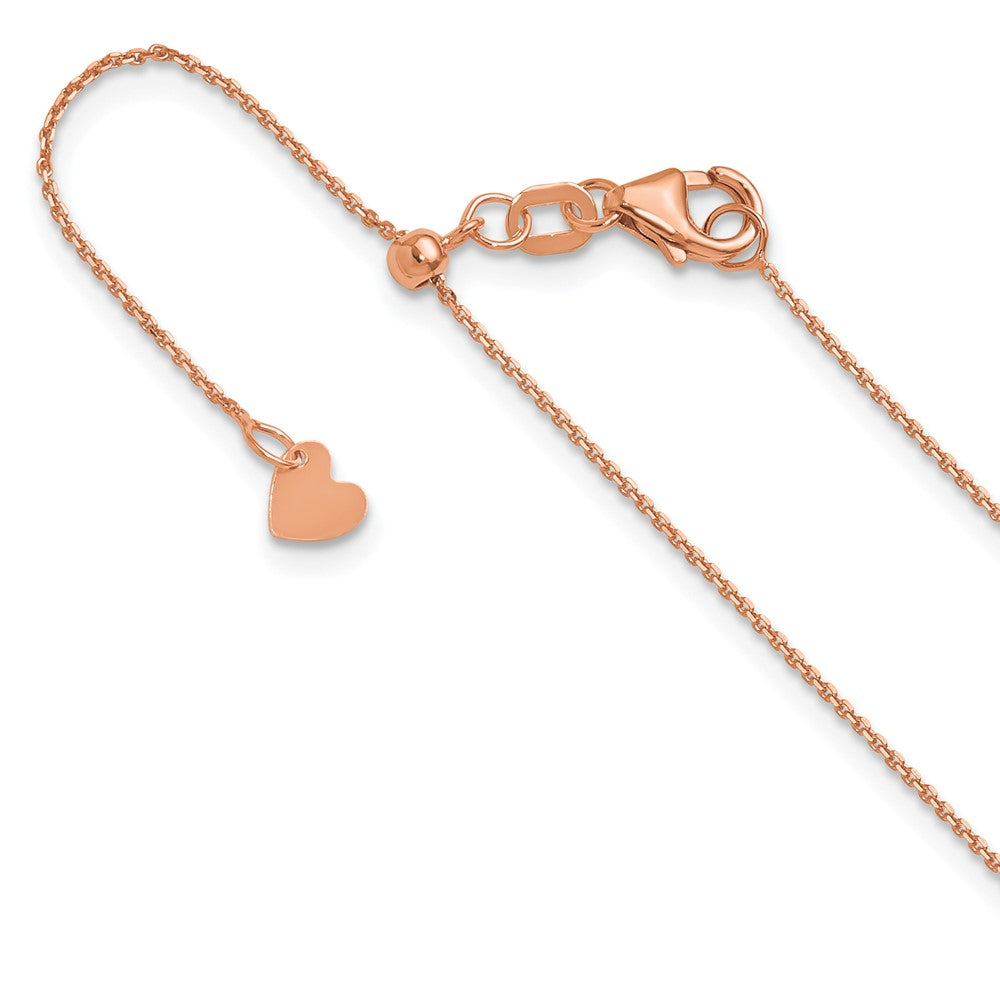 22 Zoll 14K Roségold Verstellbar 1mm Diamantiert Ankerkette Halskette