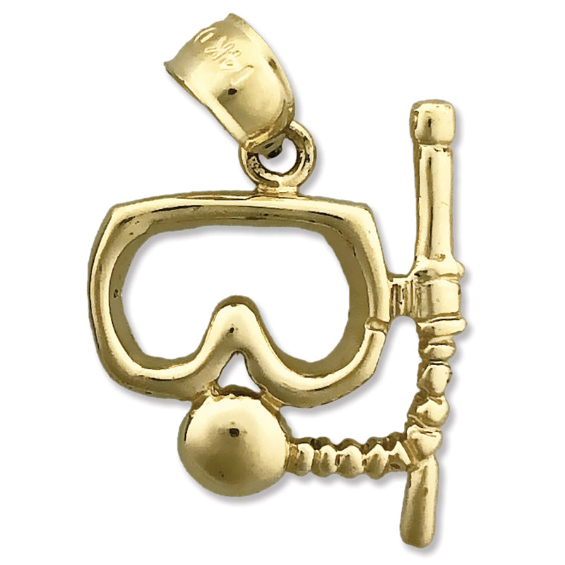 14K Gold Taucher-Charm mit Schnorchel und Maske