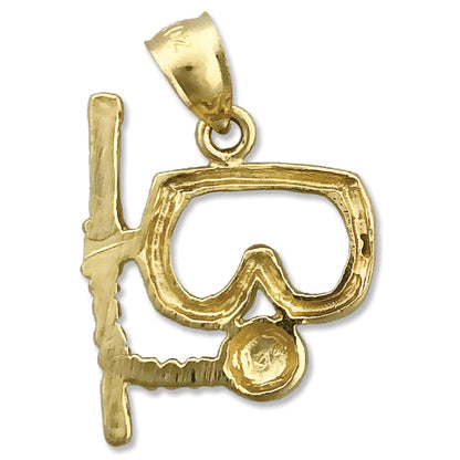 14K Gold Taucher-Charm mit Schnorchel und Maske