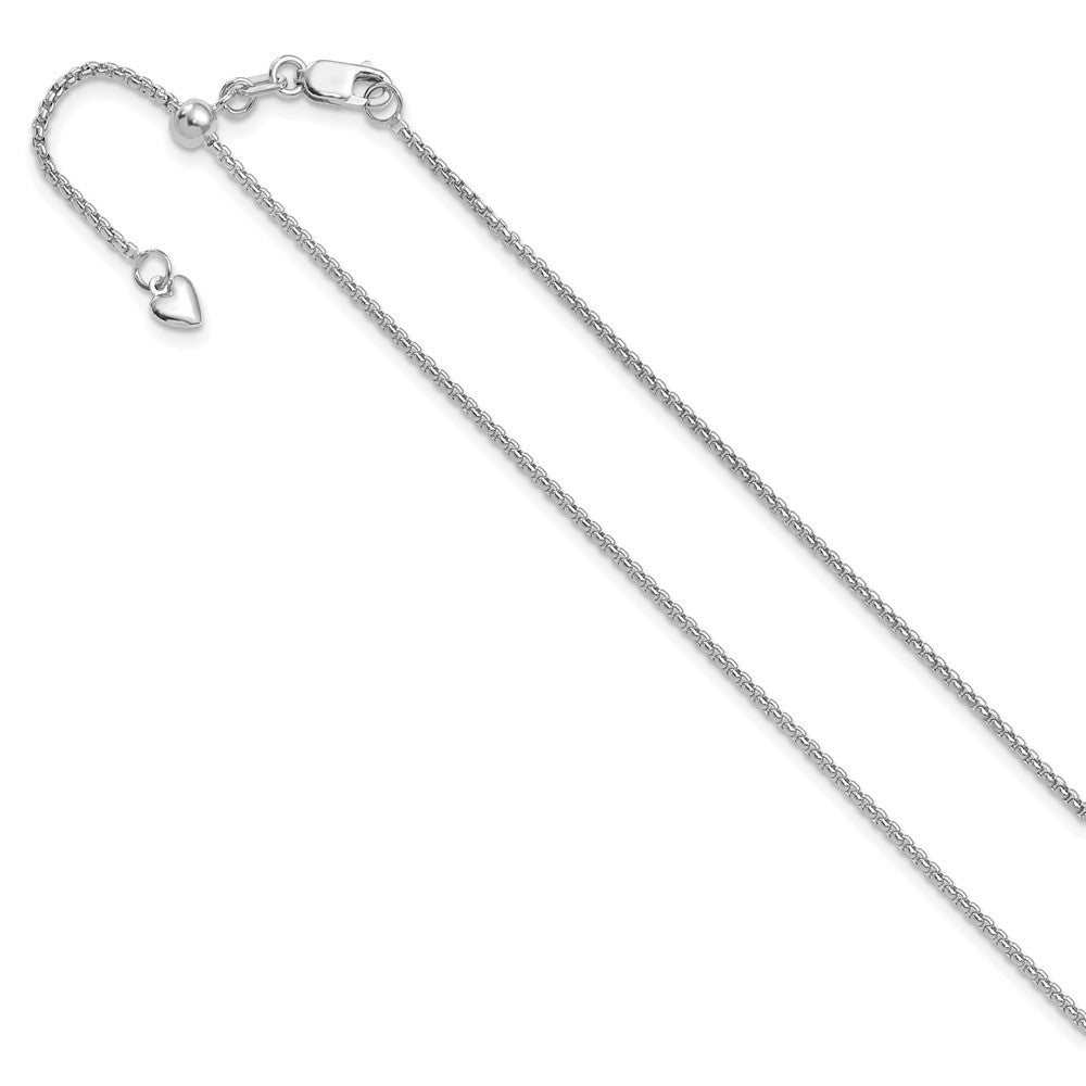22 Zoll 14K Weißgold Verstellbar 1.35mm Rund Venezianer Halskette
