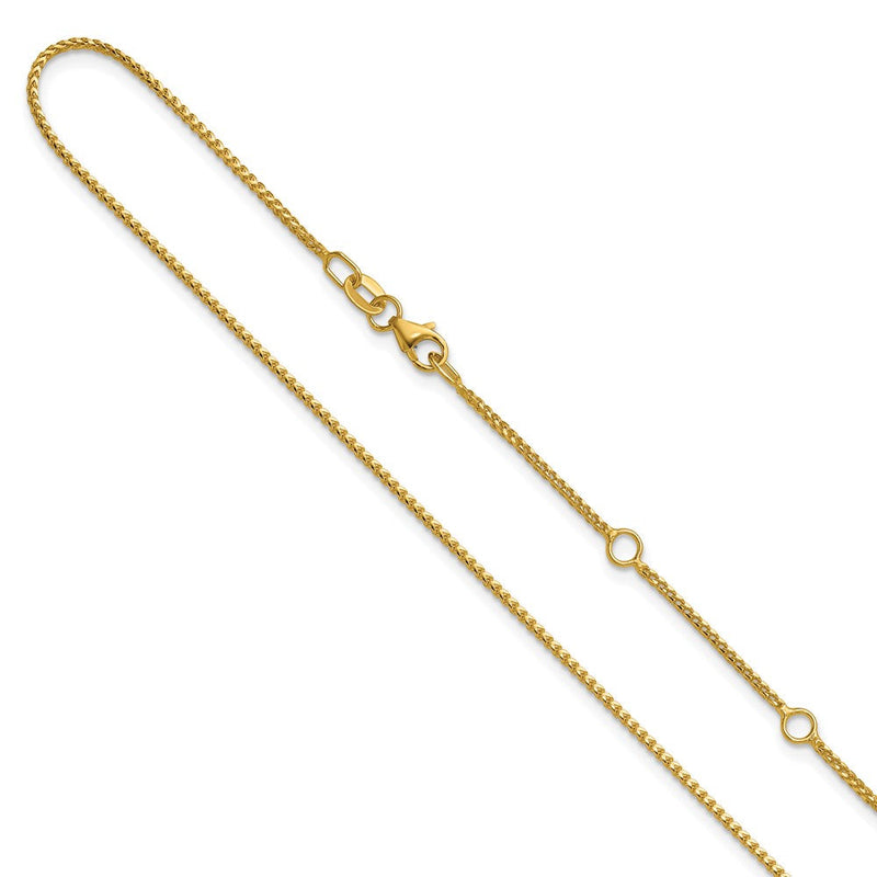 18 Zoll 14K Gelbgold 1.1mm Franco 1 Zoll+1 Zoll Verstellbar Halskette