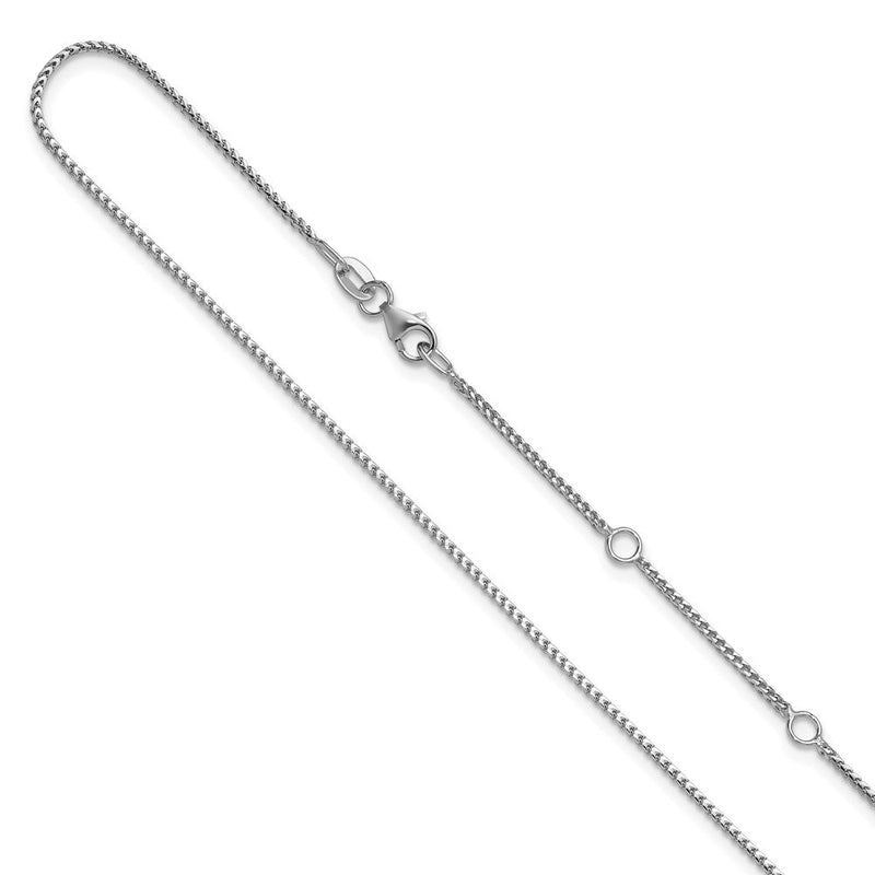 2 Zoll 14K Weißgold 1.1mm Franco 1 Zoll+1 Zoll Verstellbar Halskette
