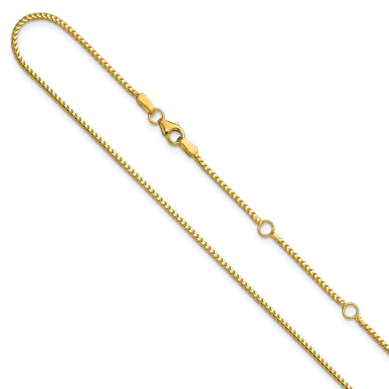 2 Zoll 14K Gelbgold 1.25mm Franco 1 Zoll+1 Zoll Verstellbar Halskette