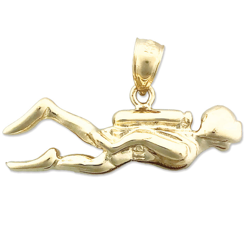 14K Gold Taucher-Anhänger, 28 mm