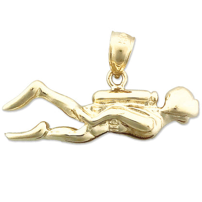 14K Gold Taucher-Anhänger, 28 mm
