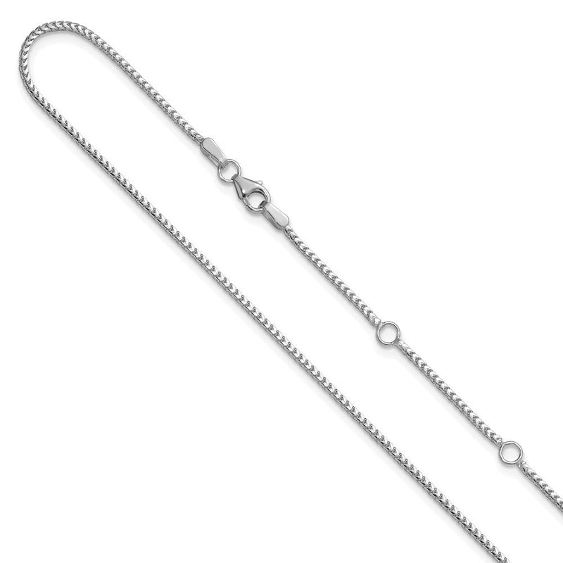 18 Zoll 14K Weißgold 1.25mm Franco 1 Zoll+1 Zoll Verstellbar Halskette