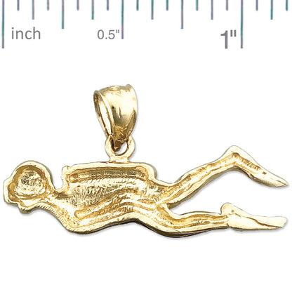 14K Gold Taucher-Anhänger, 28 mm