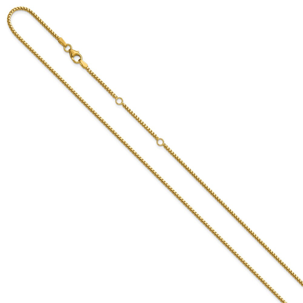 18 Zoll 14K Gelbgold 1.5mmmm Franco 1 Zoll+1 Zoll Verstellbar Halskette