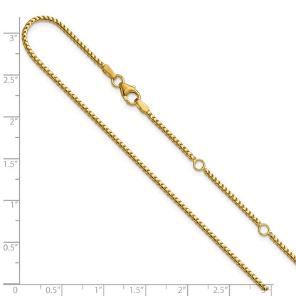 18 Zoll 14K Gelbgold 1.5mmmm Franco 1 Zoll+1 Zoll Verstellbar Halskette