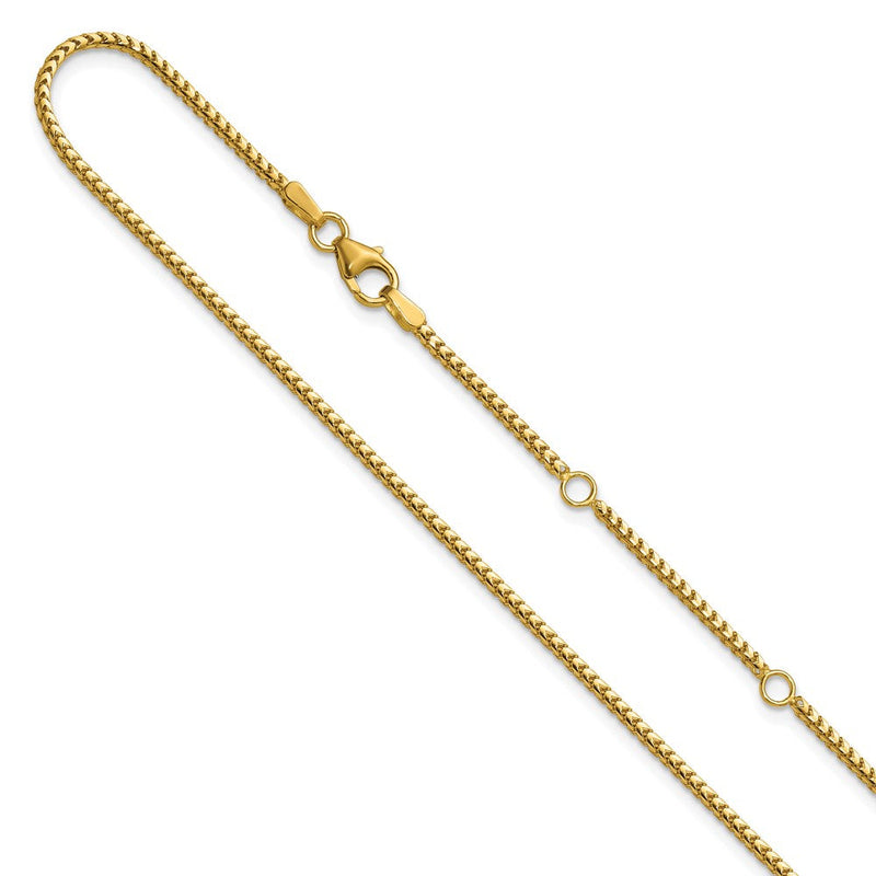 2 Zoll 14K Gelbgold 1.5mmmm Franco 1 Zoll+1 Zoll Verstellbar Halskette