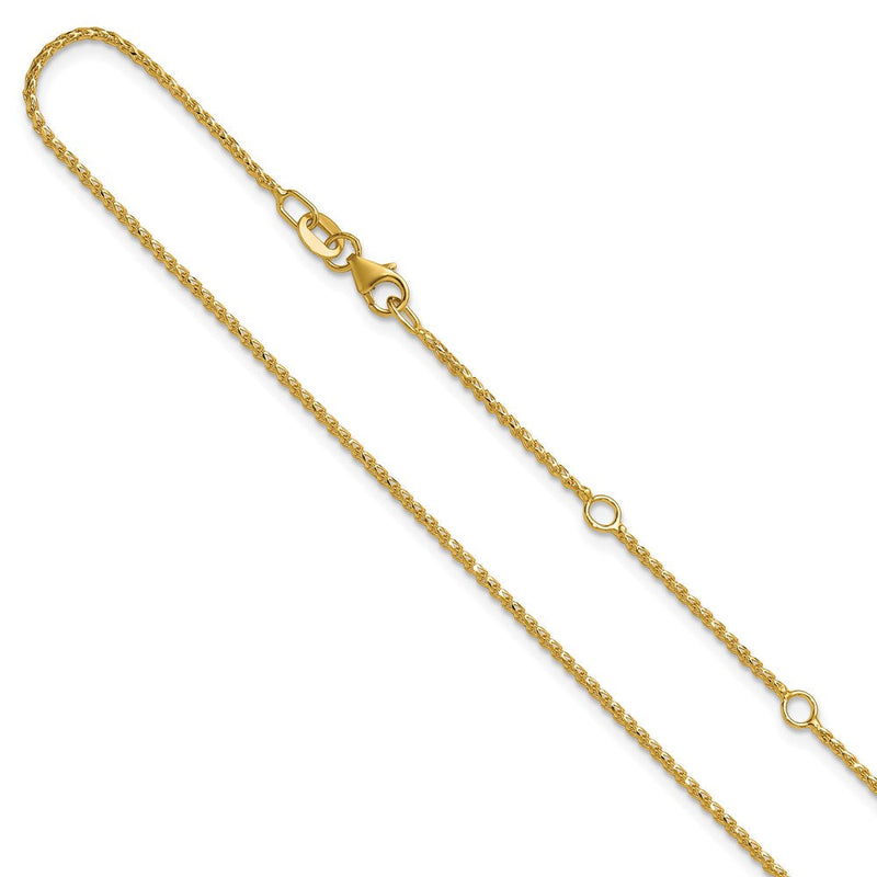 18 Zoll 14K Gelbgold 1.15mm Diamantiert Offen Franco 1 Zoll+1 Zoll Verstellbar Halskette