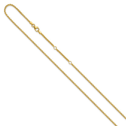 2 Zoll 14K Gelbgold 1.65mm Diamantiert Offen Franco 1 Zoll+1 Zoll Verstellbar Halskette
