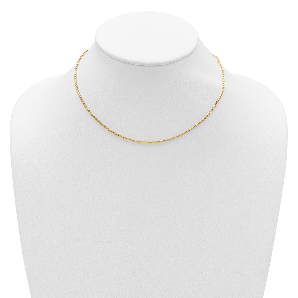 2 Zoll 14K Gelbgold 1.65mm Diamantiert Offen Franco 1 Zoll+1 Zoll Verstellbar Halskette