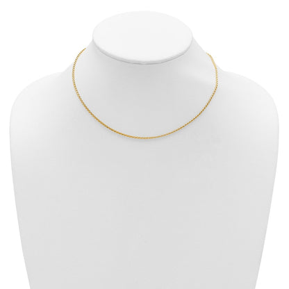 2 Zoll 14K Gelbgold 1.65mm Diamantiert Offen Franco 1 Zoll+1 Zoll Verstellbar Halskette