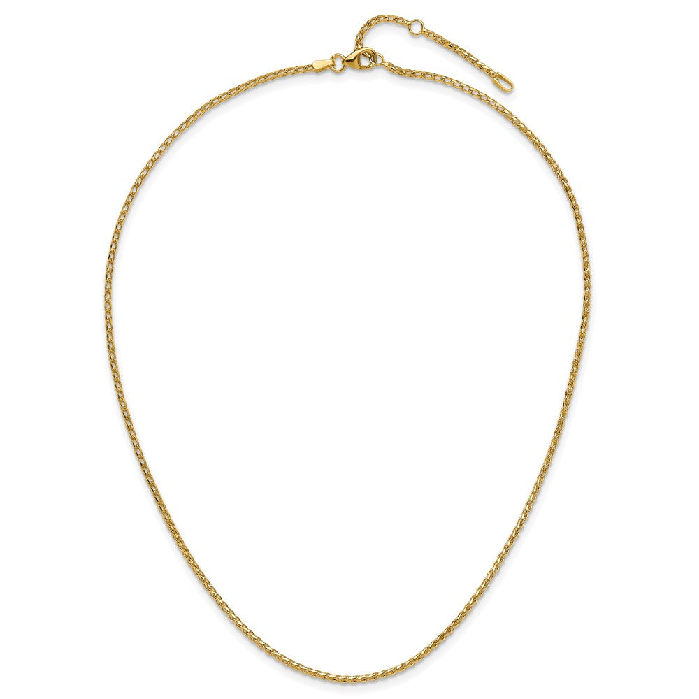 2 Zoll 14K Gelbgold 1.65mm Diamantiert Offen Franco 1 Zoll+1 Zoll Verstellbar Halskette