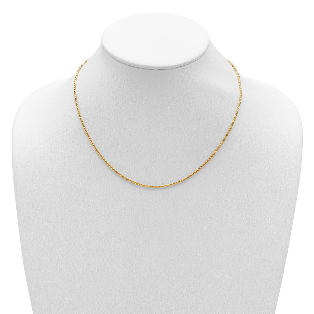 2 Zoll 14K Gelbgold 1.65mm Diamantiert Offen Franco 1 Zoll+1 Zoll Verstellbar Halskette