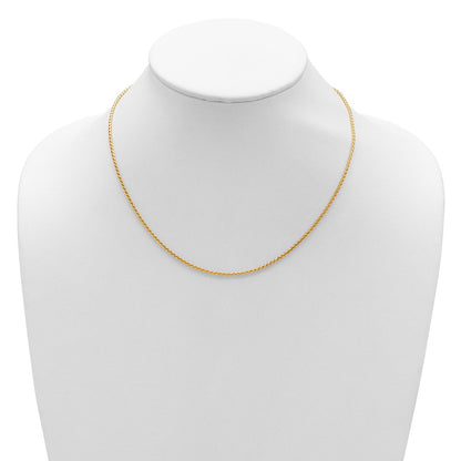 2 Zoll 14K Gelbgold 1.65mm Diamantiert Offen Franco 1 Zoll+1 Zoll Verstellbar Halskette