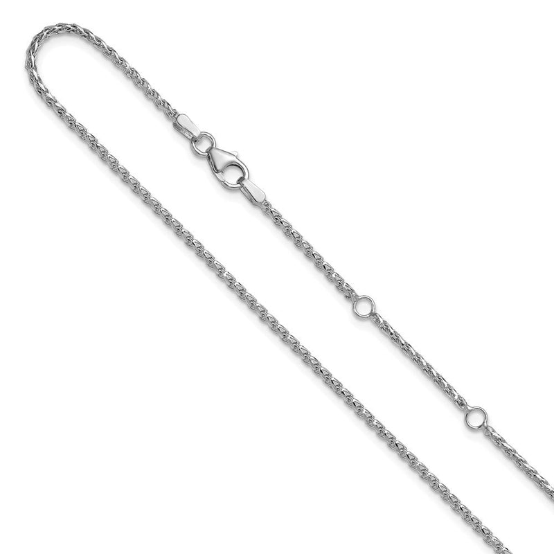 2 Zoll 14K Weißgold 1.65mm Diamantiert Offen Franco 1 Zoll+1 Zoll Verstellbar Halskette