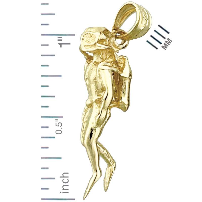 14K Gold 3-D Taucher-Anhänger