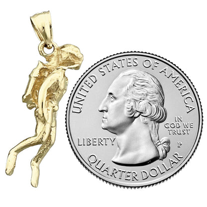 14K Gold 3-D Taucher-Anhänger