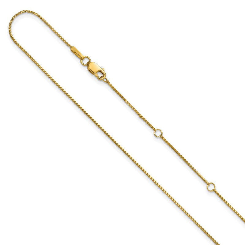 2 Zoll 14K Gelbgold.65mm Diamantiert Ährenkette 1 Zoll+1 Zoll Verstellbar Halskette