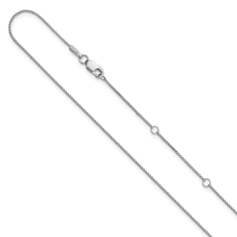 2 Zoll 14K Weißgold.65mm Diamantiert Ährenkette 1 Zoll+1 Zoll Verstellbar Halskette