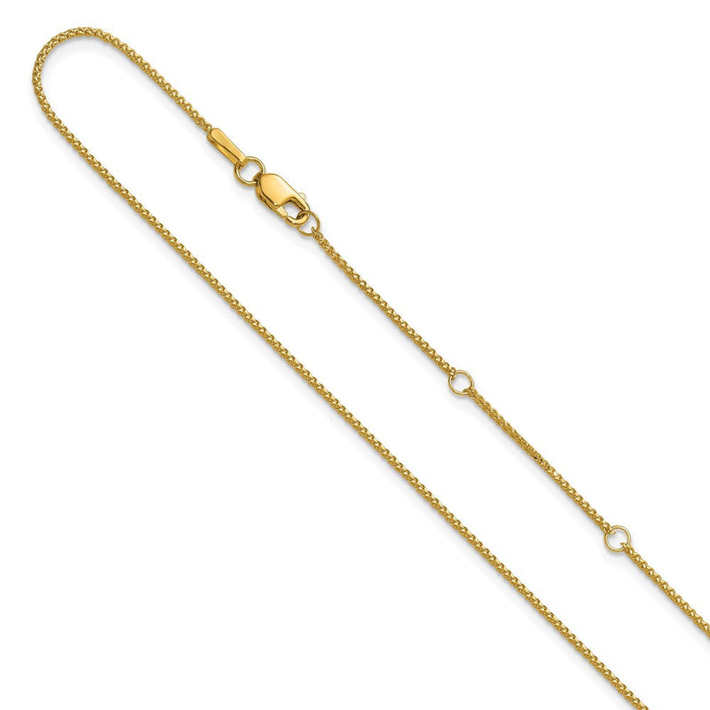 18 Zoll 14K Gelbgold 1mm Diamantiert Ährenkette 1 Zoll+1 Zoll Verstellbar Halskette