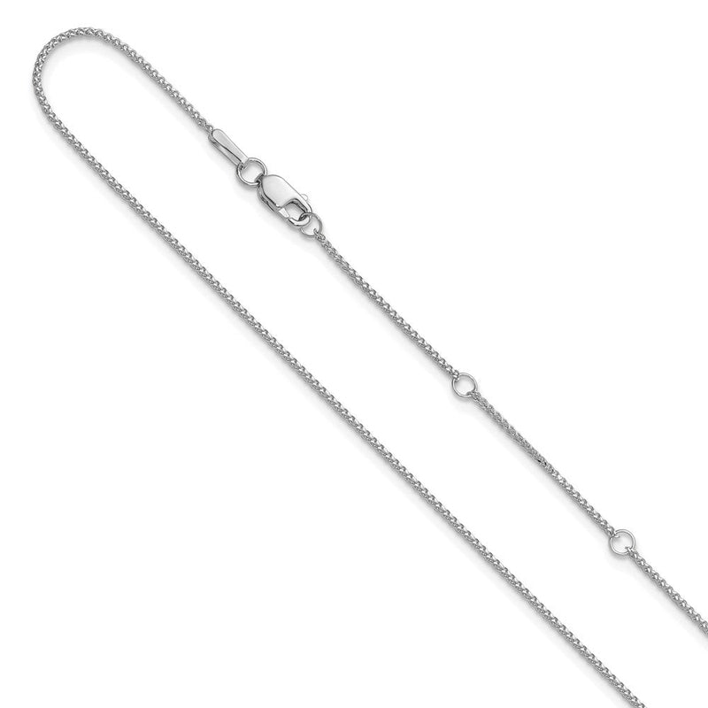 18 Zoll 14K Weißgold 1mm Diamantiert Ährenkette 1 Zoll+1 Zoll Verstellbar Halskette