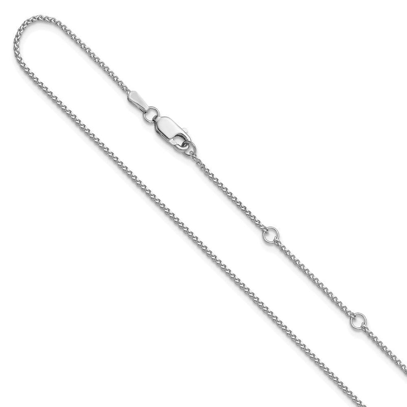 2 Zoll 14K Weißgold 1.2mm Diamantiert Ährenkette 1 Zoll+1 Zoll Verstellbar Halskette