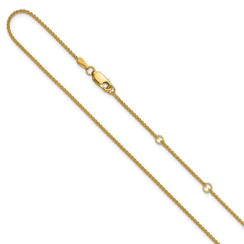 18 Zoll 14K Gelbgold 1.2mm Baby Ährenkette 1 Zoll+1 Zoll Verstellbar Halskette