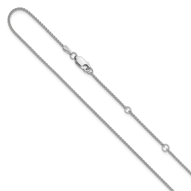 18 Zoll 14K Weißgold 1.2mm Baby Ährenkette 1 Zoll+1 Zoll Verstellbar Halskette