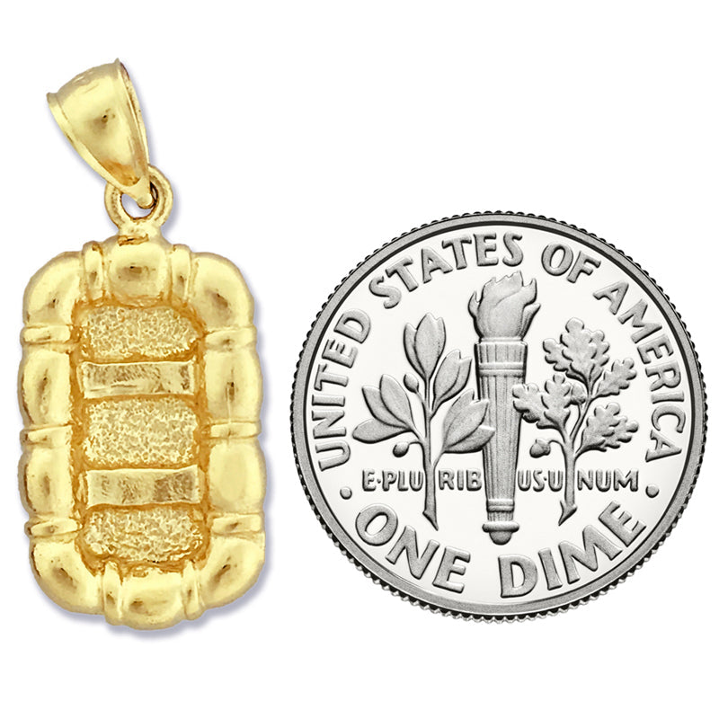 14K Gold 3D Charm mit Kettengliedmuster