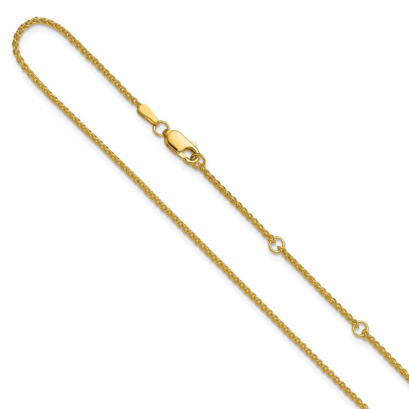 2 Zoll 14K Gelbgold 1.5mm Ährenkette 1 Zoll+1 Zoll Verstellbar Halskette