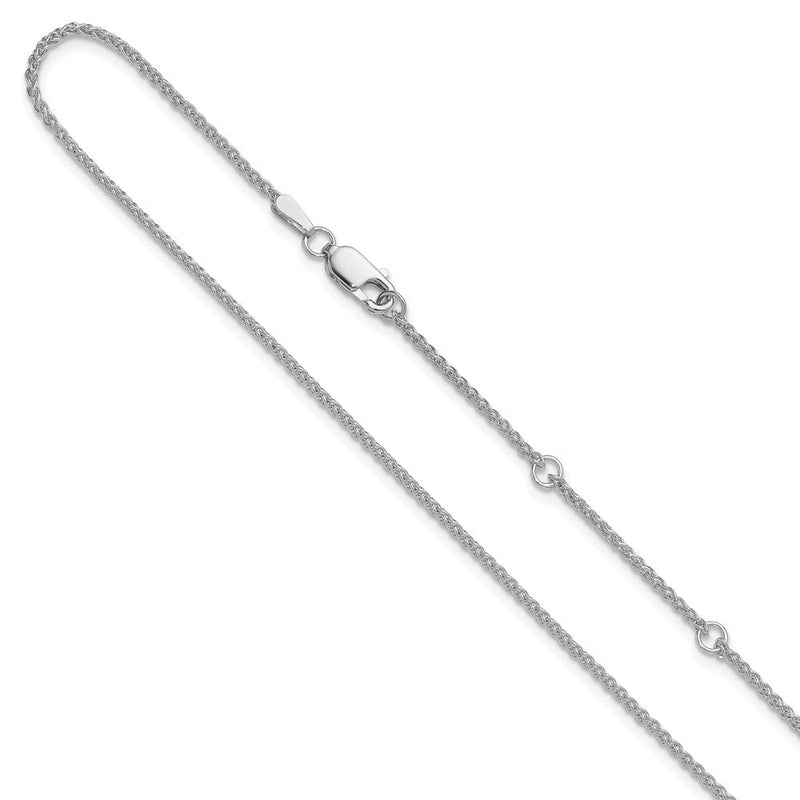2 Zoll 14K Weißgold 1.5mm Ährenkette 1 Zoll+1 Zoll Verstellbar Halskette