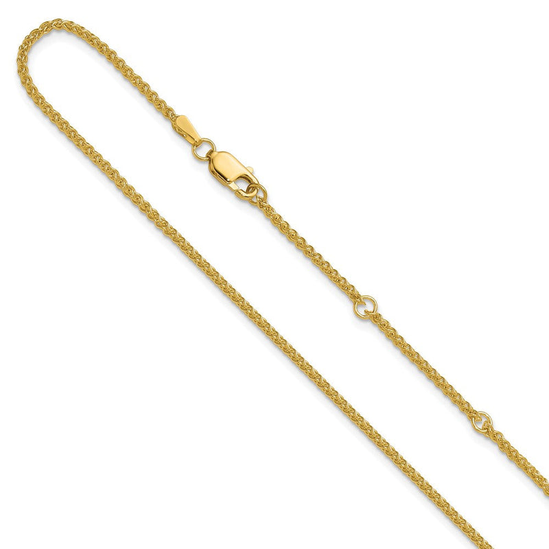 18 Zoll 14K Gelbgold 1.65mm Ährenkette 1 Zoll+1 Zoll Verstellbar Halskette