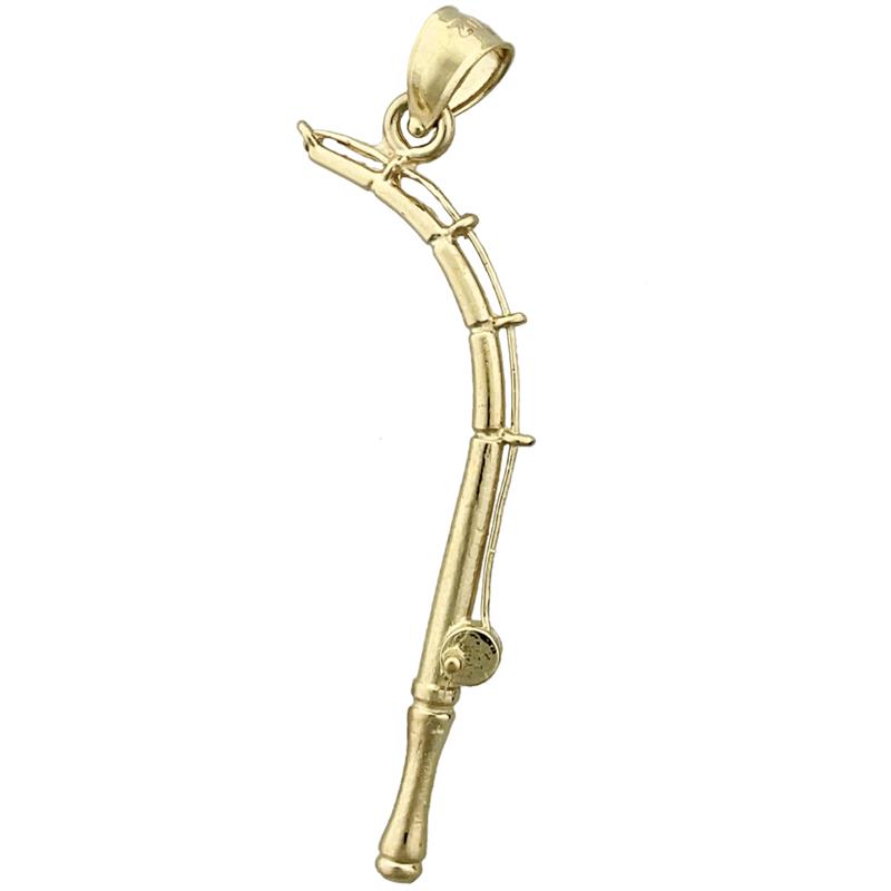 14K Gold 3D-Angelrute-Anhänger